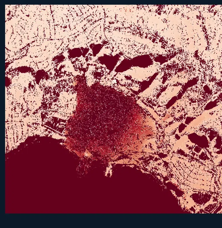 UAVSAR interferometric surface displacement over the Palos Verdes Peninsula, California from October 2024, with motion away from the radar in red and motion toward the radar in blue