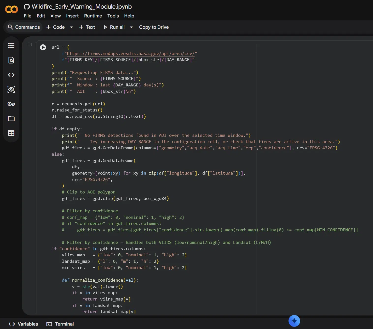 Code and markdown in the Google Colab environment