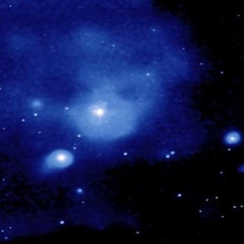 An X-ray image of the Fornax galaxy cluster.