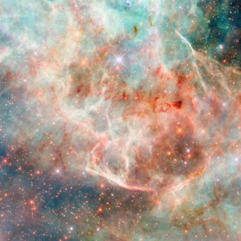 Hubble Space Telescope view of clouds in the Large Magellanic Cloud.
