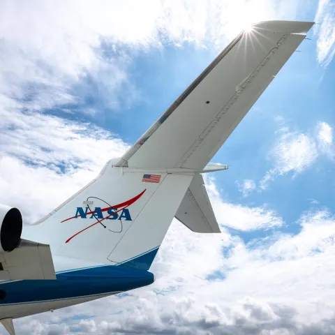 An image of a NASA plane used in the BioSCape air campaigns.