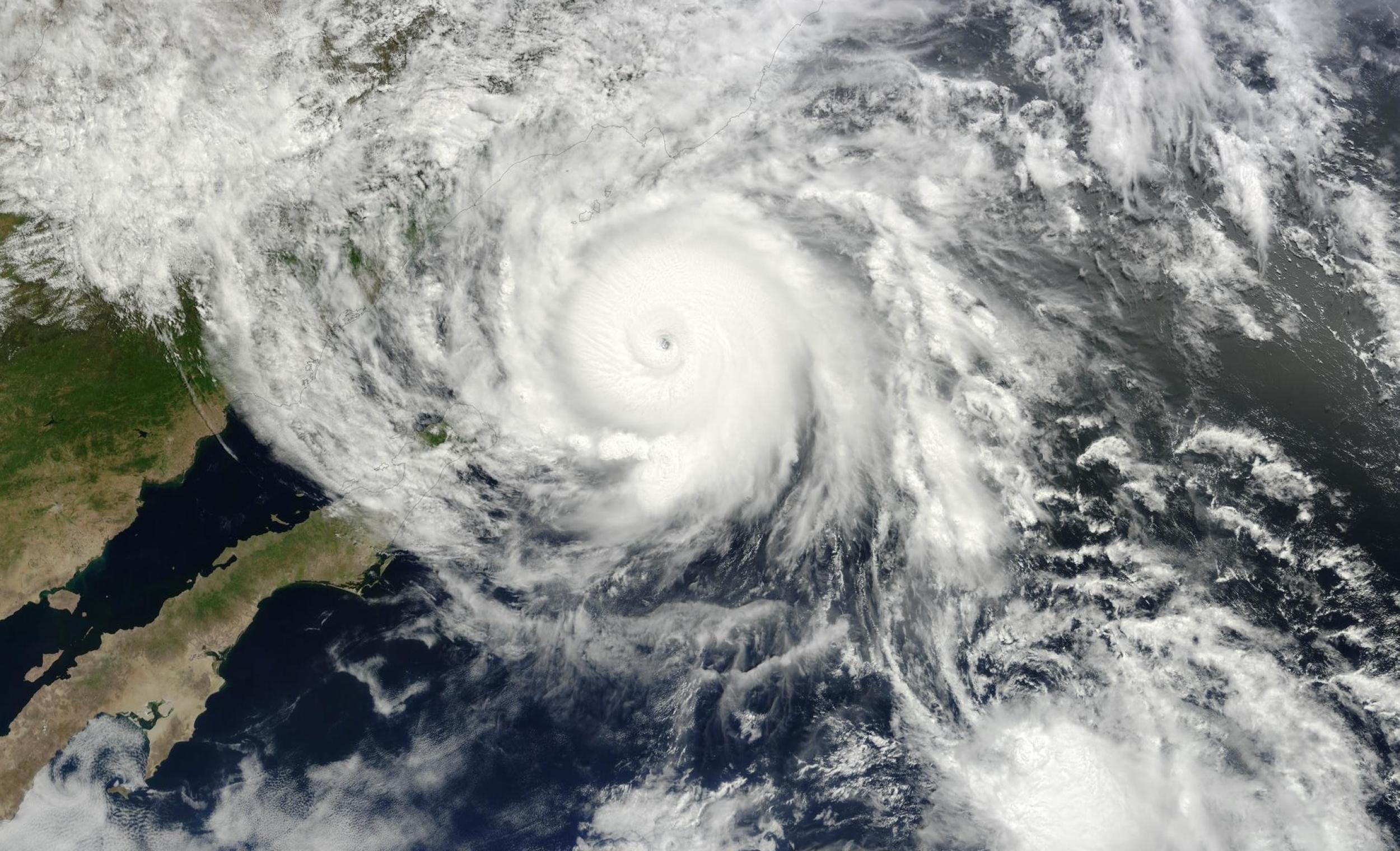 Hurricane Odile southeast of the Baja California peninsula on September 14, 2014, as imaged by the MODIS instrument on NASA’s Terra satellite.